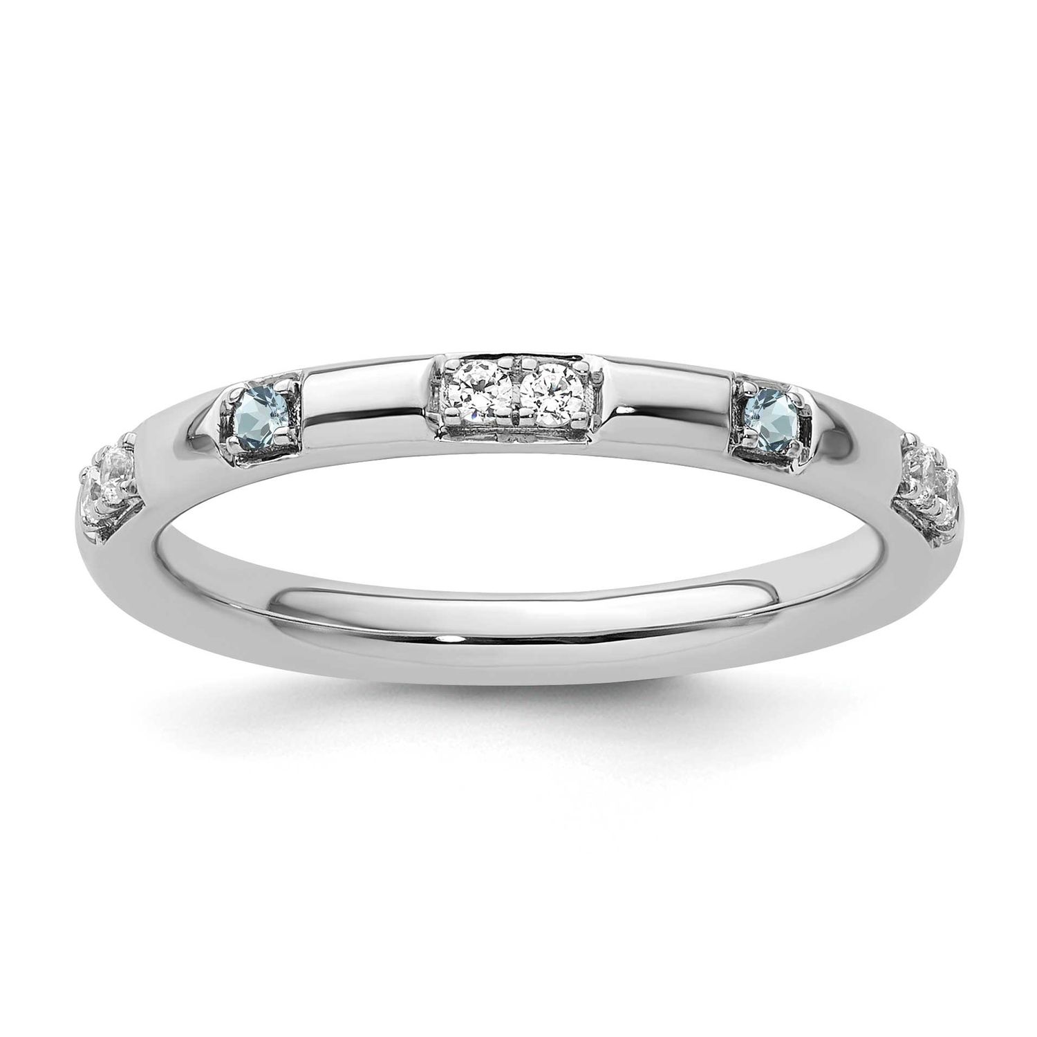 Aquamarine and Diamond Ring 14k White Gold, SK2167-8,