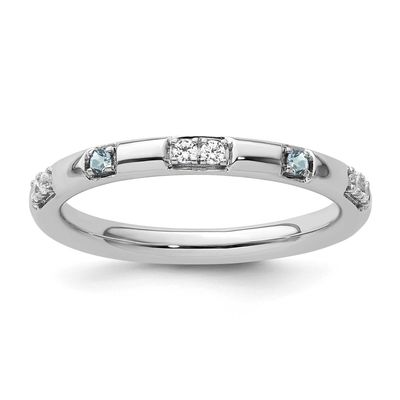 Aquamarine and Diamond Ring 14k White Gold, SK2167-8,
