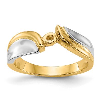 Peg Set Bypass Solitaire Engagement Ring Mounting 14k Two-tone Gold, RM2026E-YW,