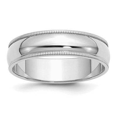 6mm Half Round Milgrain Band Sterling Silver Rhodium-plated, QWM060RH-6, 883957201610