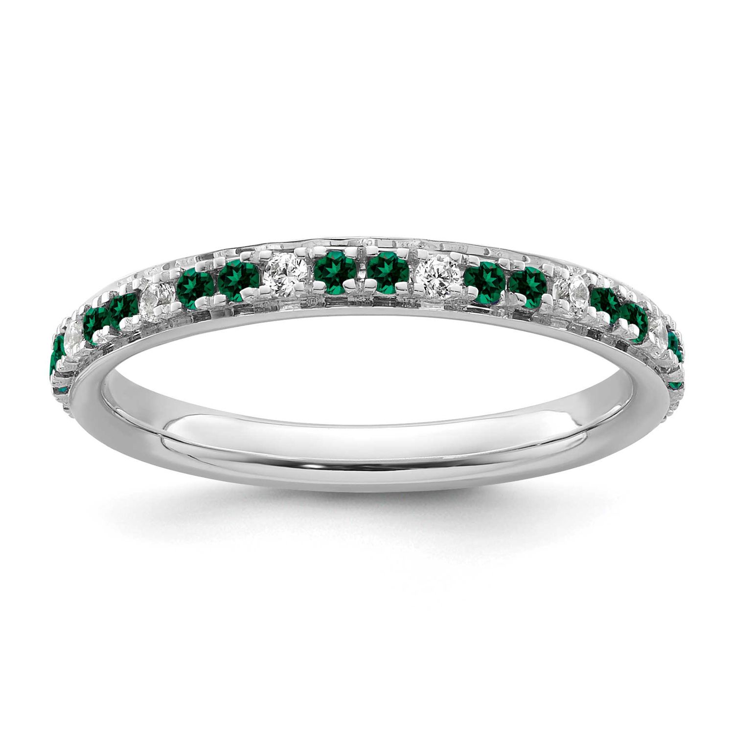 Created Emerald and Diamond Ring 14k White Gold, SK2203-7,
