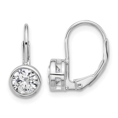 5.5mm CZ Leverback Earrings Sterling Silver Rhodium-plated, QSH188, 196904348512
