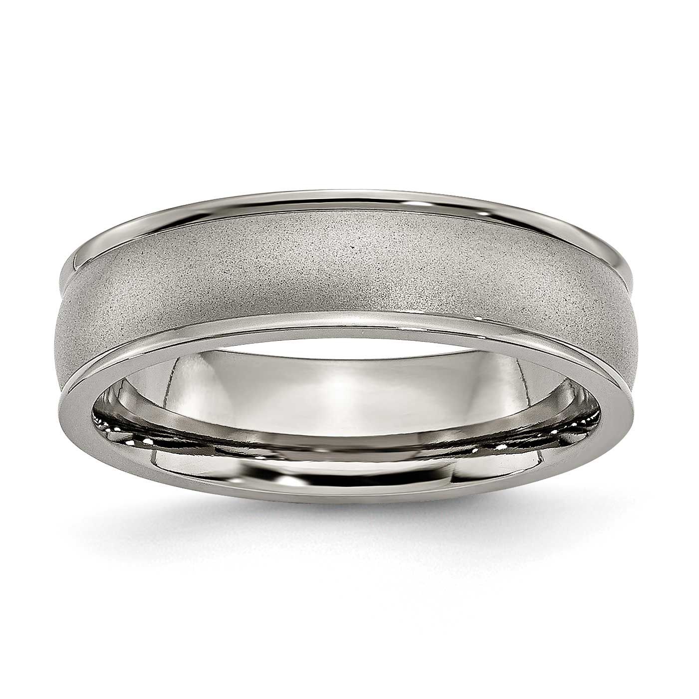 6mm Ridged Edge Band Titanium Brushed Center, TB166-5, 886774427324