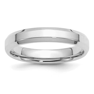 4mm Bevel Edge Ring Sterling Silver Rhodium-plated, QBEC040RH-7.5,