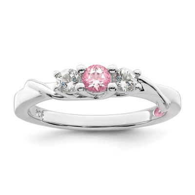 Survivor Collection White and Pink Topaz Joanna Ring Sterling Silver Rhodium-plated, SV239SS-8, 886