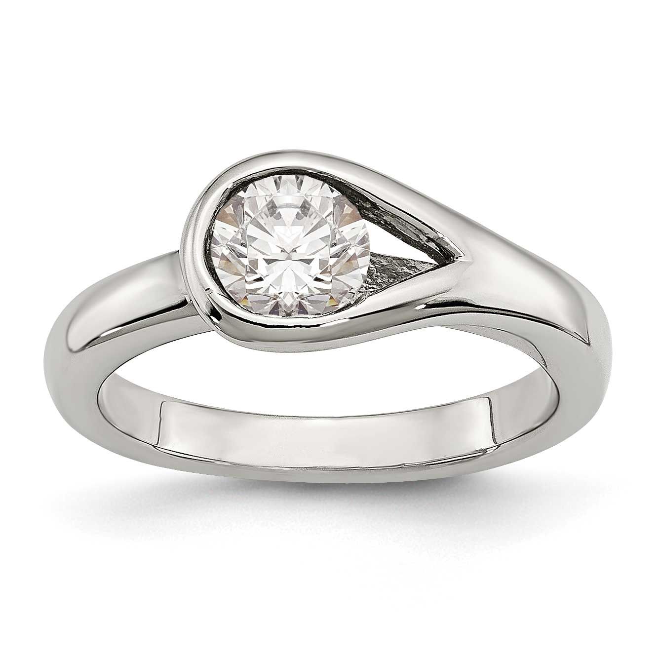 CZ Ring Stainless Steel Polished, SR370-6, 883957574912