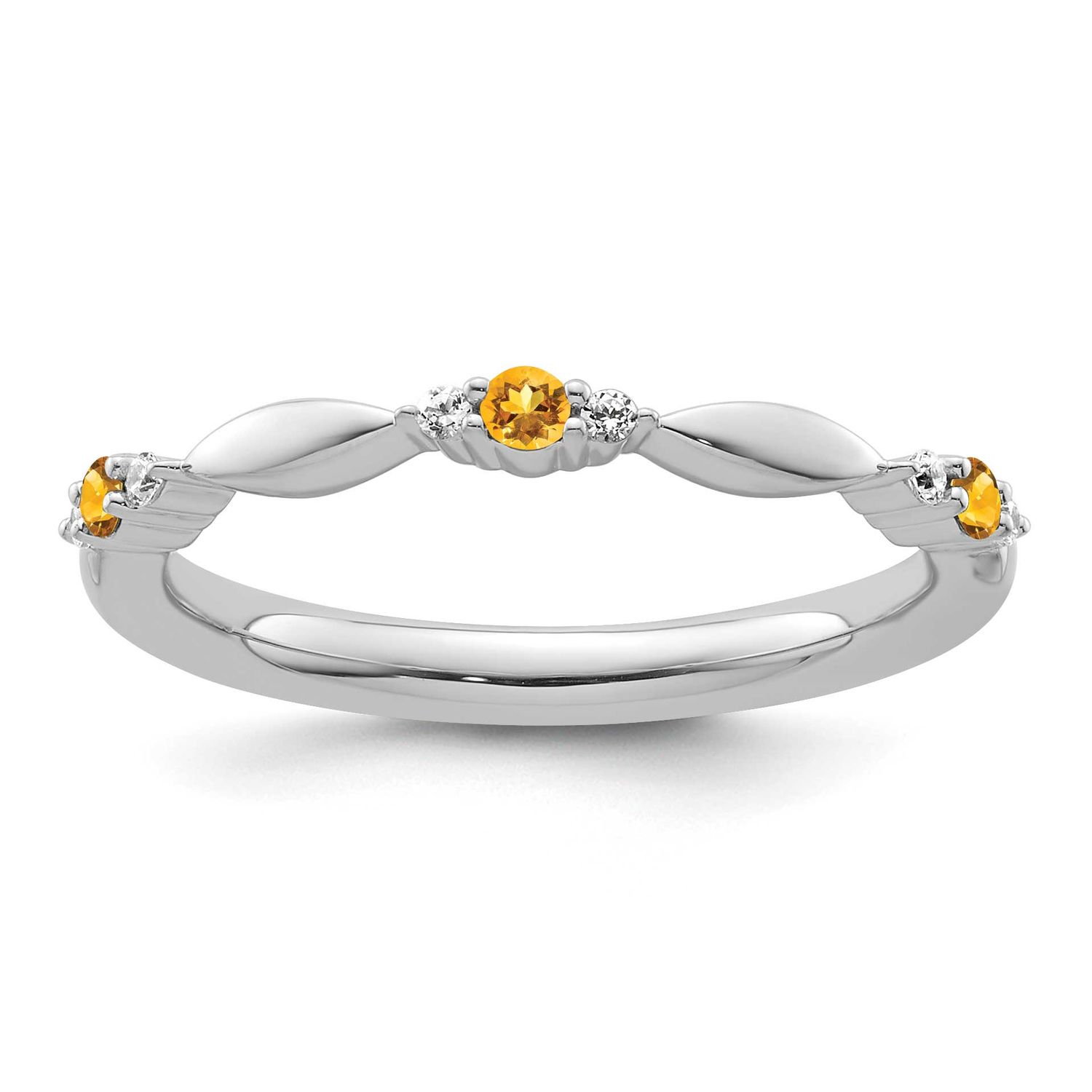 Citrine and Diamond Ring 14k White Gold, SK2163-5,
