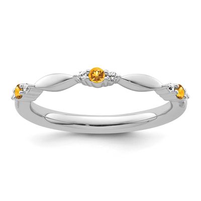 Citrine and Diamond Ring 14k White Gold, SK2163-5,