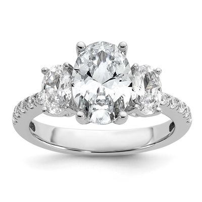 Cheryl M Polished Fancy 3-Stone Oval CZ Ring Sterling Silver Rhodium-plated, QCM1716-6, 196904276785