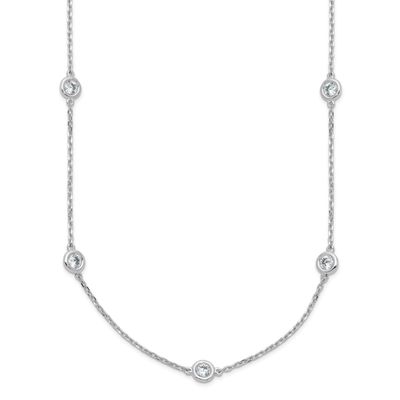 3mm CZ 15 Stone 15 Station 22 inch Necklace Sterling Silver Rhodium-plated, QG5633-22, 196904314487