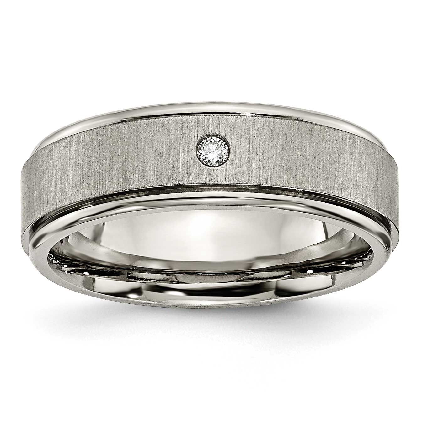 .05 Carat Diamond Rounded Edge 7mm Band Titanium Brushed and Polished, TB432A-9.5, 883957370996