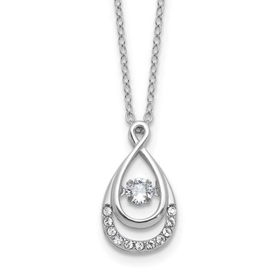 Cheryl M Polished Vibrant CZ Teardrop Necklace Sterling Silver Rhodium-plated, QCM1828-18, 19690427