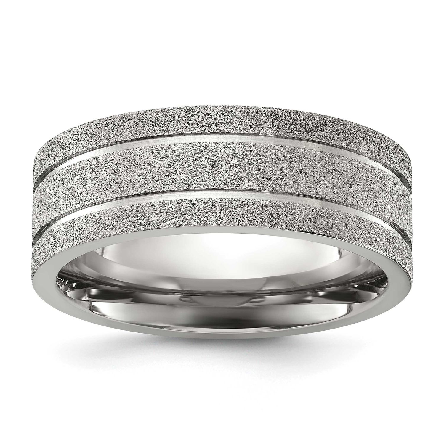 Laser-cut Grooved 8mm Band Titanium Polished, TB530-8, 196904297834