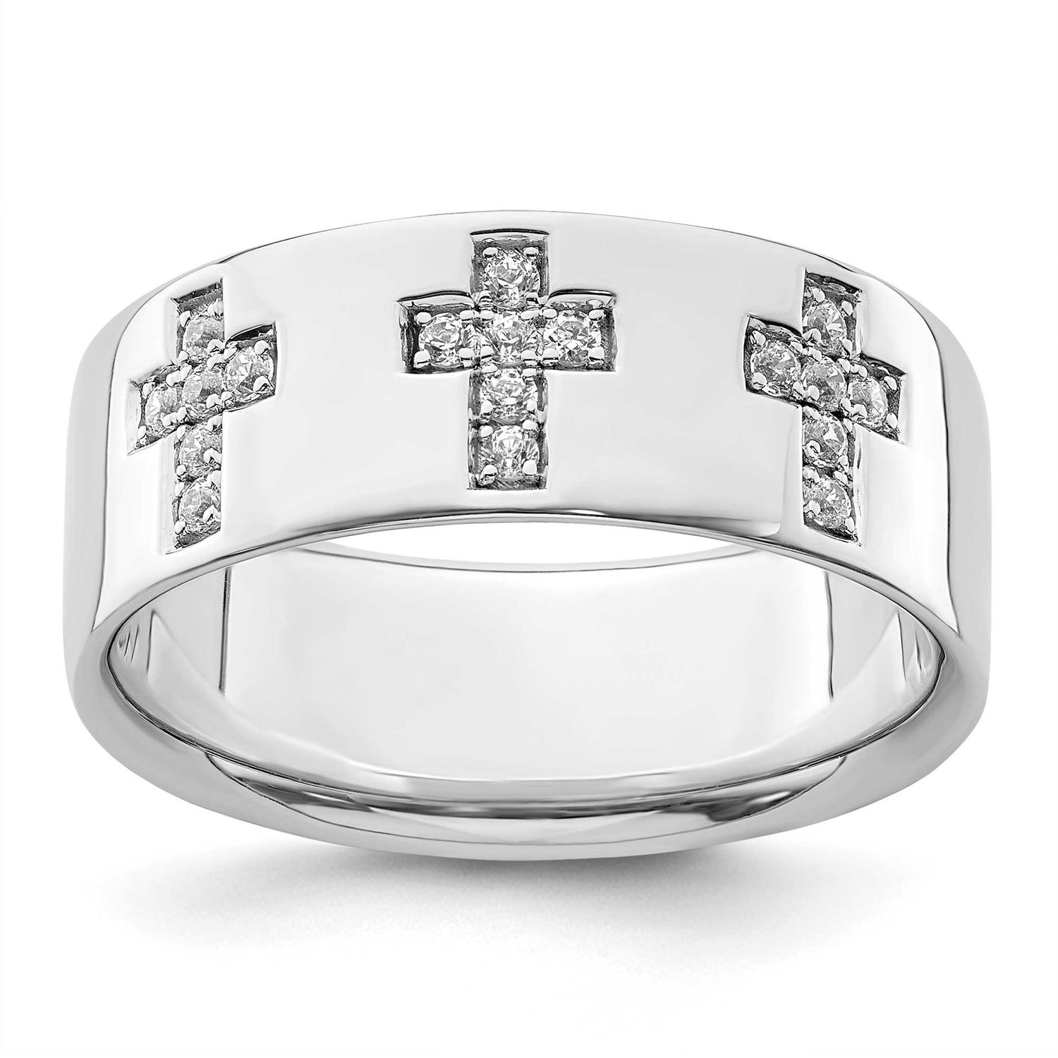 IBGoodman Men&#39;s Complete Lab Grown VS/SI FGH Diamond Cross Ring 14k White Gold, B220056-4WLG, 19690
