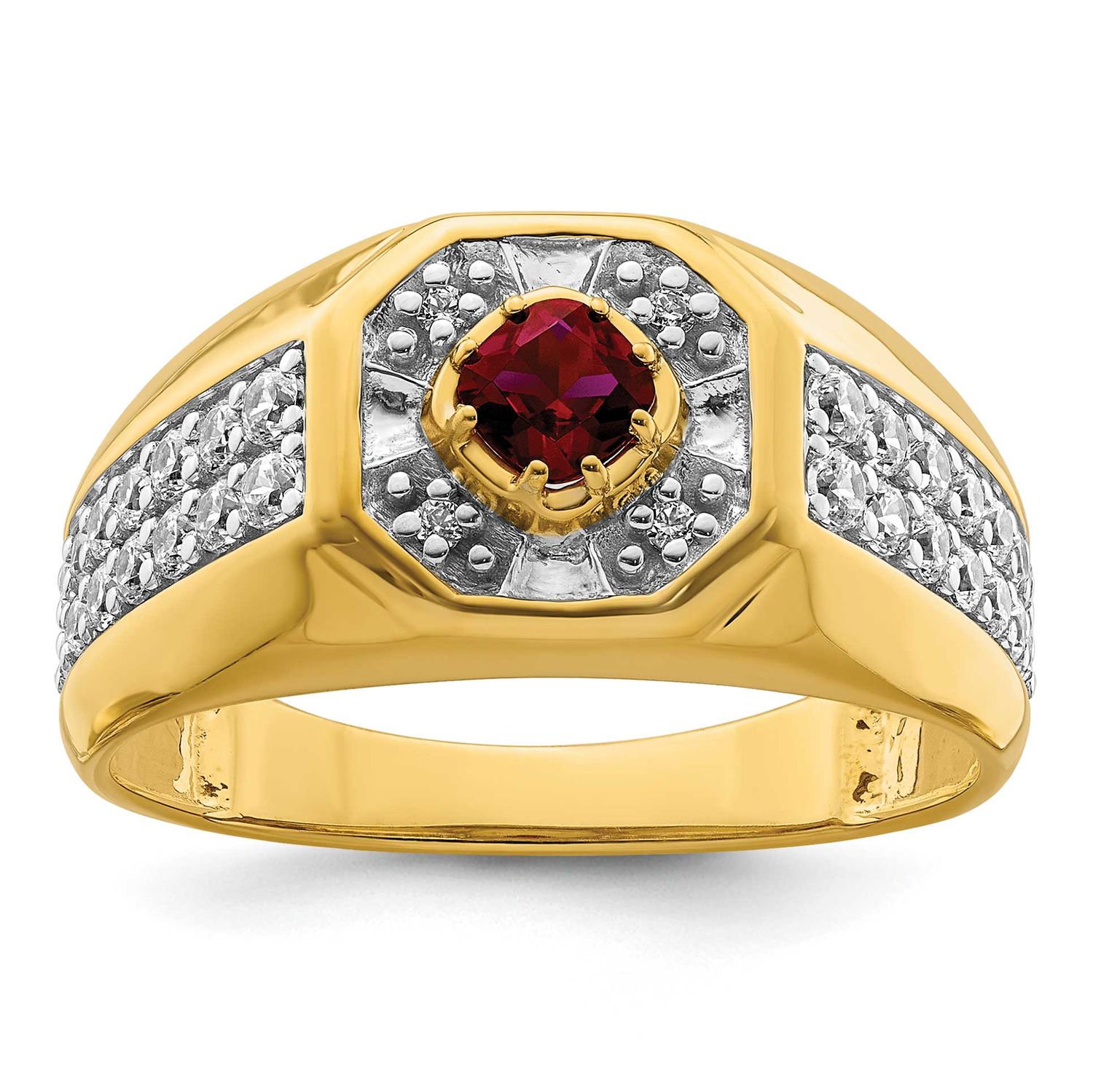 IBGoodman Men&#39;s Cr. Ruby Complete Lab Grown VS/SI FGH Diamond Ring 14k Gold, B220068-4YCR/LG, 19690