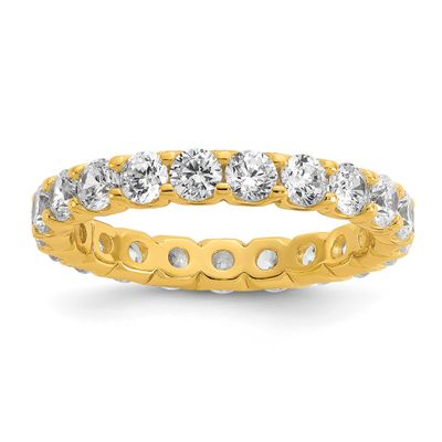 Gold-tone Flash Gold-plated 3mm CZ 22 Stone Eternity Band Sterling Silver, QR7166Y-8,