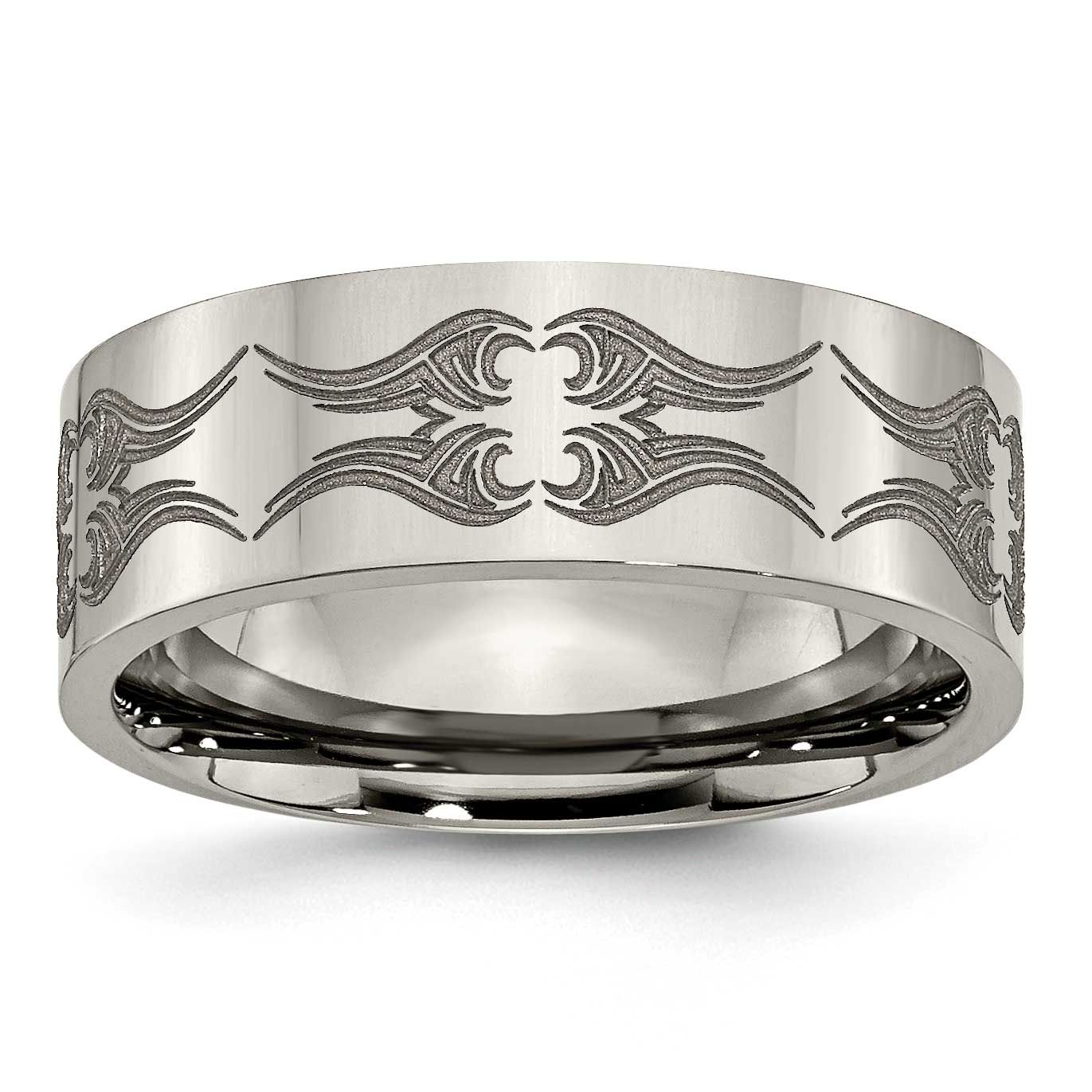 Laser Design 8mm Flat Band Titanium Polished, TB3A-10.5, 886774060071