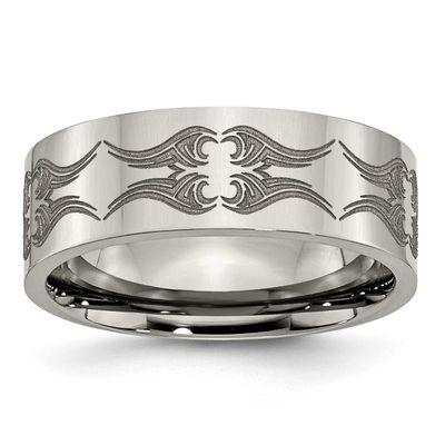 Laser Design 8mm Flat Band Titanium Polished, TB3A-10.5, 886774060071