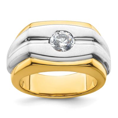 IBGoodman Men&#39;s Polished and Satin Complete Lab Grown VS/SI FG Ring 14k Two-tone Gold, B220092-4YWL