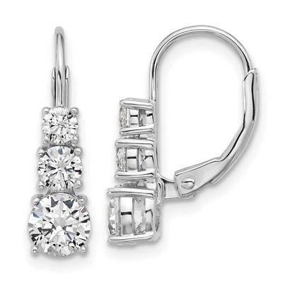CZ 6 Stone Leverback Earrings Sterling Silver Rhodium-plated, QSH135, 196904348352