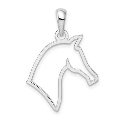 De-Ani Polished Cut-Out Horse Head Pendant Sterling Silver Rhodium-plated, QC10590, 637218186051
