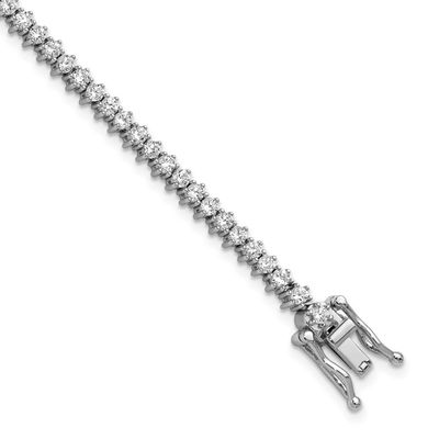 Cheryl M Polished CZ Tennis Bracelet Sterling Silver Rhodium-plated, QCM1674-7.25, 196904276372