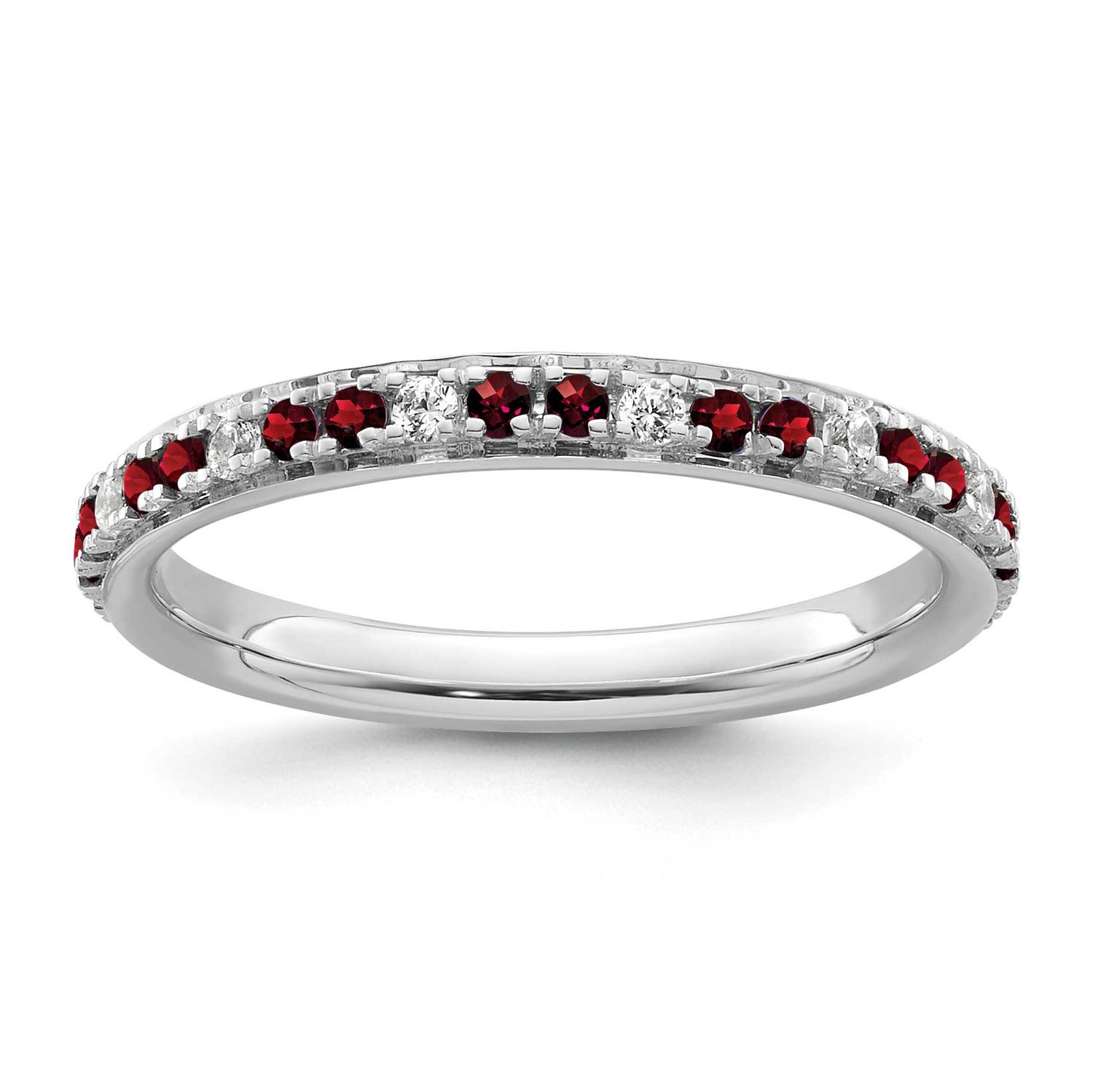 Garnet and Diamond Ring 14k White Gold, SK2199-5,