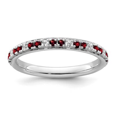 Garnet and Diamond Ring 14k White Gold, SK2199-5,