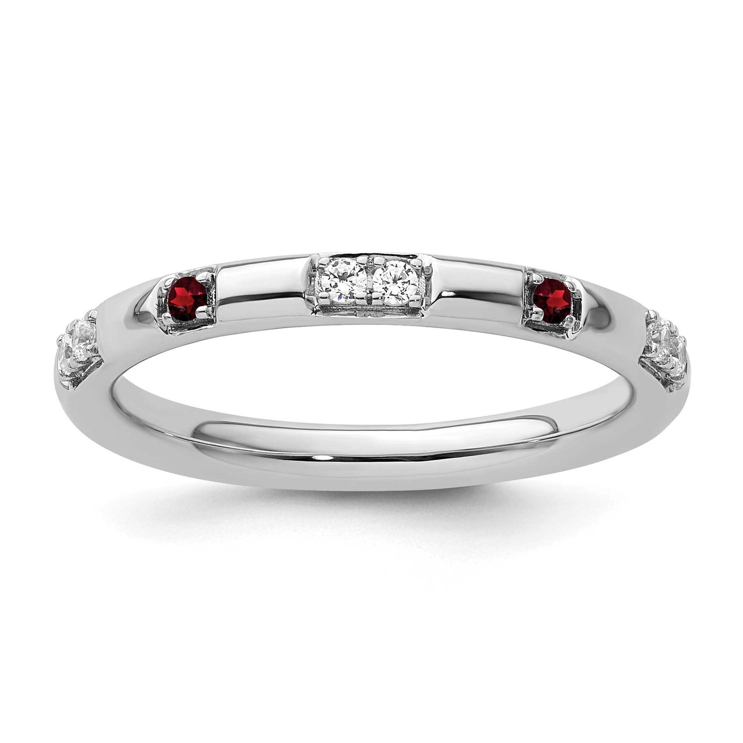 Garnet and Diamond Ring 14k White Gold, SK2165-7,