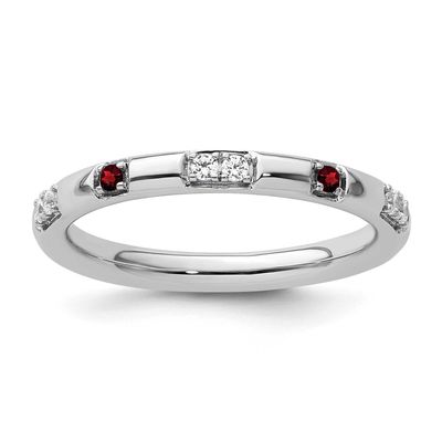 Garnet and Diamond Ring 14k White Gold, SK2165-7,