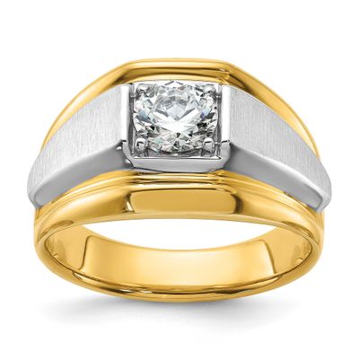 IBGoodman Men&#39;s Polished &amp; Brushed Complete Lab Grown VS/SI FG Ring 14k Two-tone Gold, B63196-4YWLG
