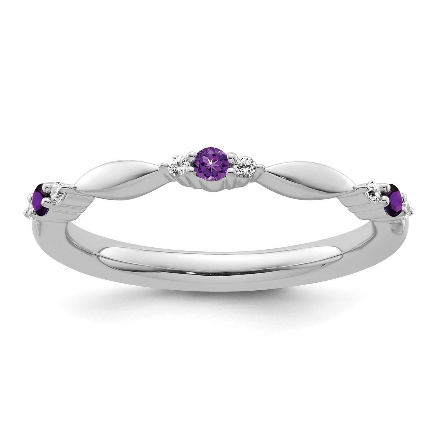 Amethyst and Diamond Ring 14k White Gold, SK2154-7,