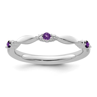 Amethyst and Diamond Ring 14k White Gold, SK2154-7,