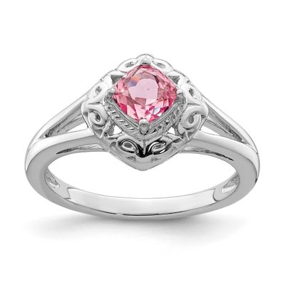 Pink Tourmaline Ring Sterling Silver Rhodium-plated, QR4530PT-9, 883957464169