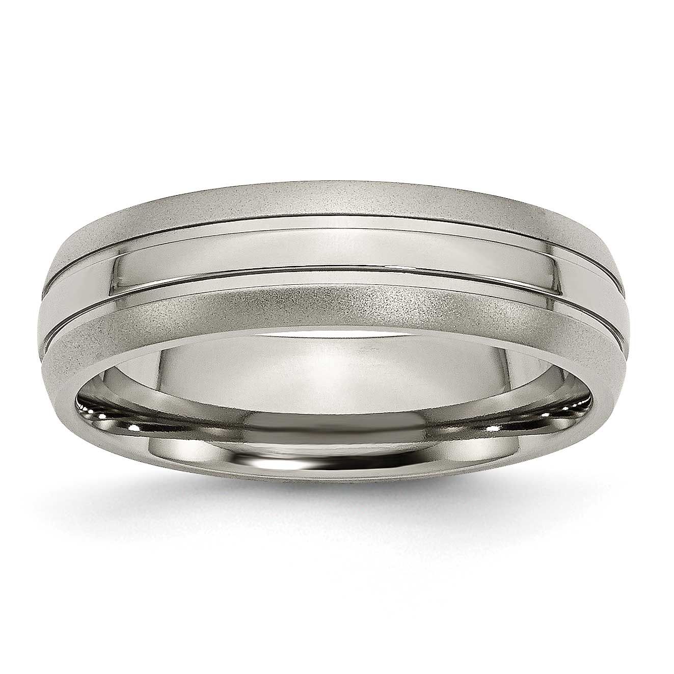 6mm Grooved Band Titanium Brushed and Polished, TB190-7.5, 883957792057