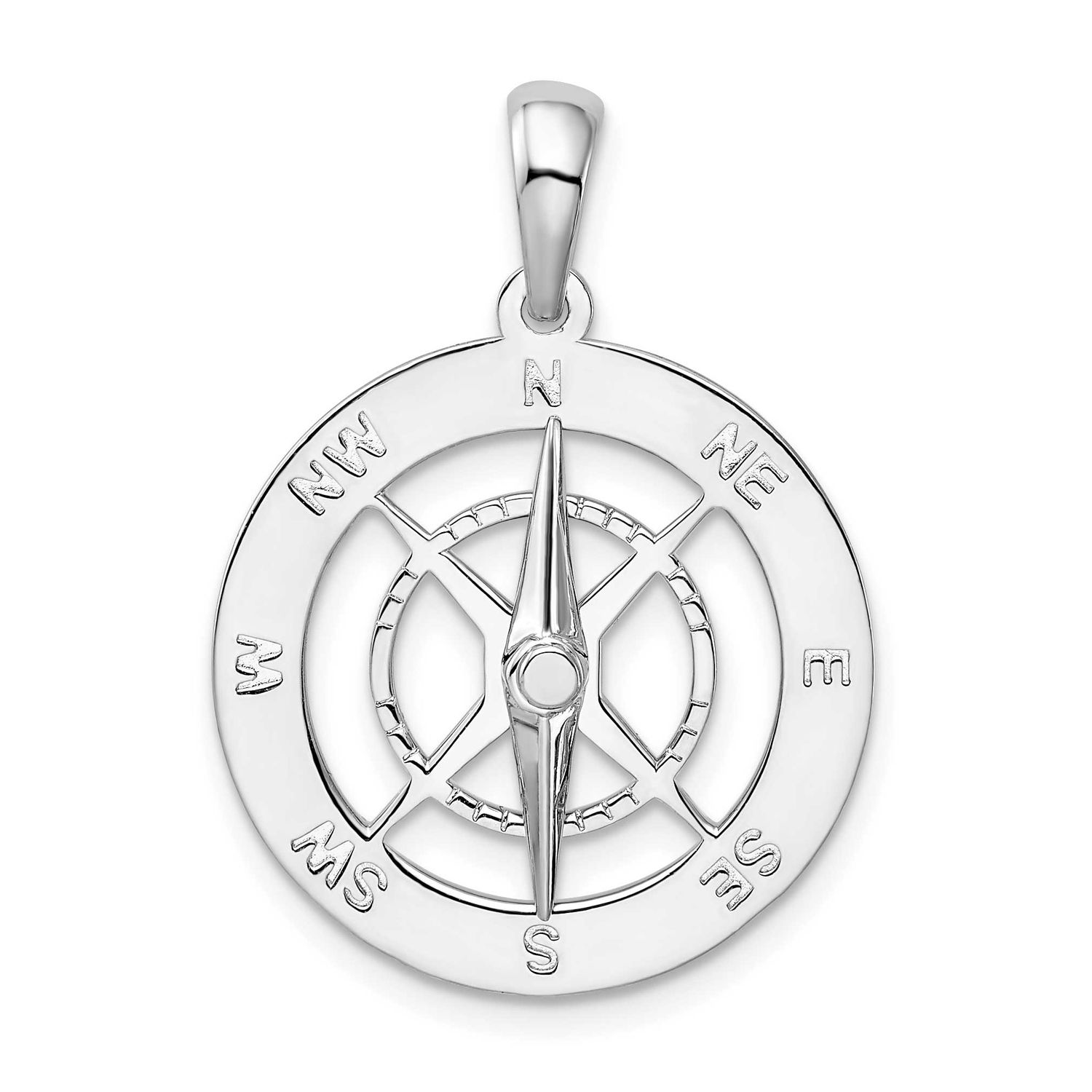 De-Ani Moveable Needle Compass Pendant Sterling Silver Rhodium-plated, QC10538, 637218183876
