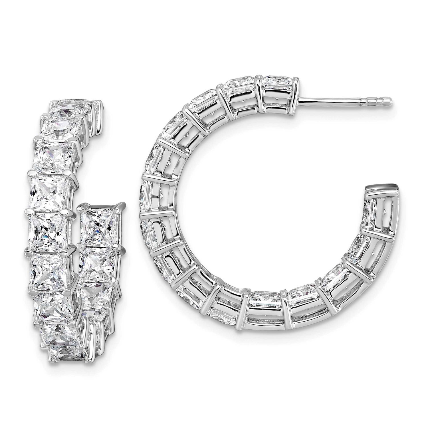 Princess Lab Grown Diamond VS/SI FGH In &amp; Out Hoops Earrings 14k White Gold, EM10523-788-WLG,