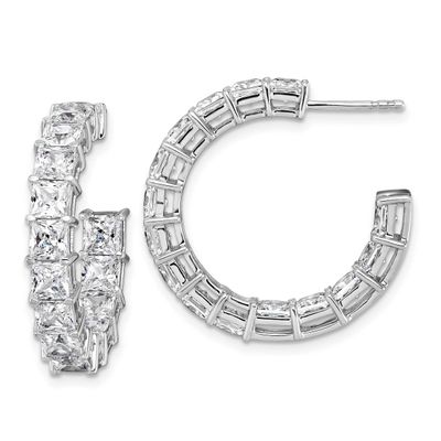 Princess Lab Grown Diamond VS/SI FGH In &amp; Out Hoops Earrings 14k White Gold, EM10523-788-WLG,