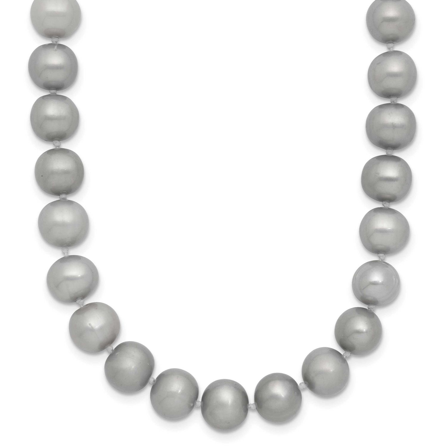 7-8mm Grey Near Round Freshwater Cultured Pearl 20 inch Necklace 14k Gold, XF818-20,