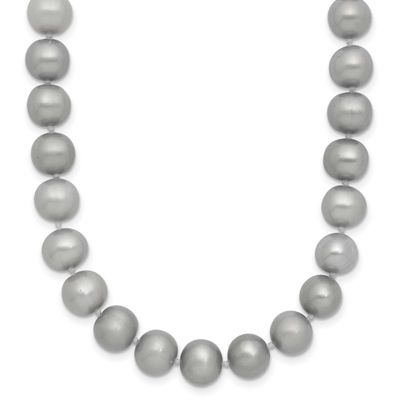 7-8mm Grey Near Round Freshwater Cultured Pearl 20 inch Necklace 14k Gold, XF818-20,
