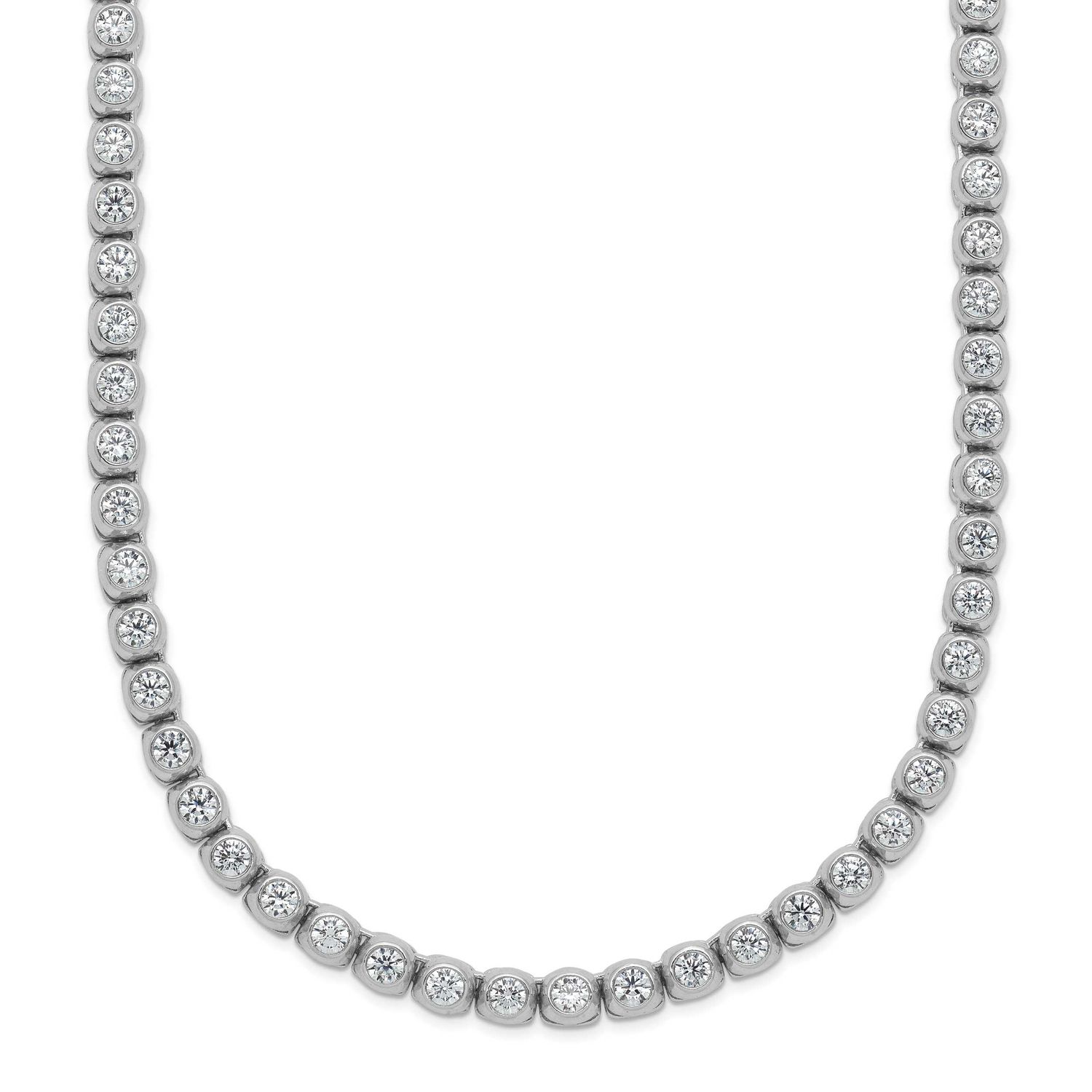 Bezel Set 2.3mm CZ 135 Stone 20 inch Necklace Sterling Silver Rhodium-plated, QSH174-20, 1969043140