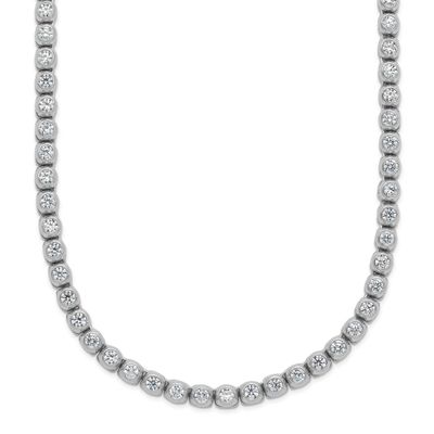 Bezel Set 2.3mm CZ 135 Stone 20 inch Necklace Sterling Silver Rhodium-plated, QSH174-20, 1969043140