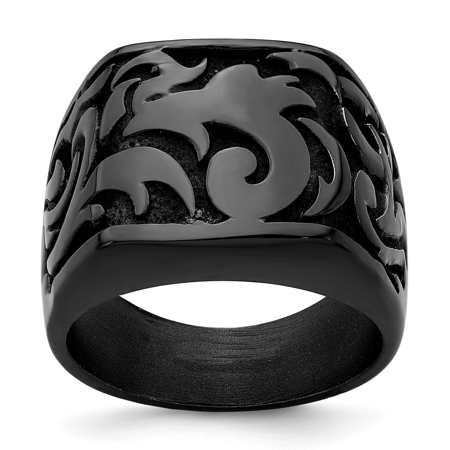 Edward Mirell Black Ti Casted Design Signet Ring Titanium, EMR238-9, 886774314006