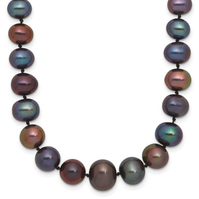 4-10mm Graduated Black Near Round Freshwater Cultured Pearl 18 inch Necklace 14k White Gold, XF373B