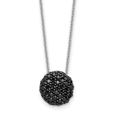 Cheryl M Hematite and Rhodium-plated Polished Black CZ Circle 16 Inch with 2 Inch Extension Necklac
