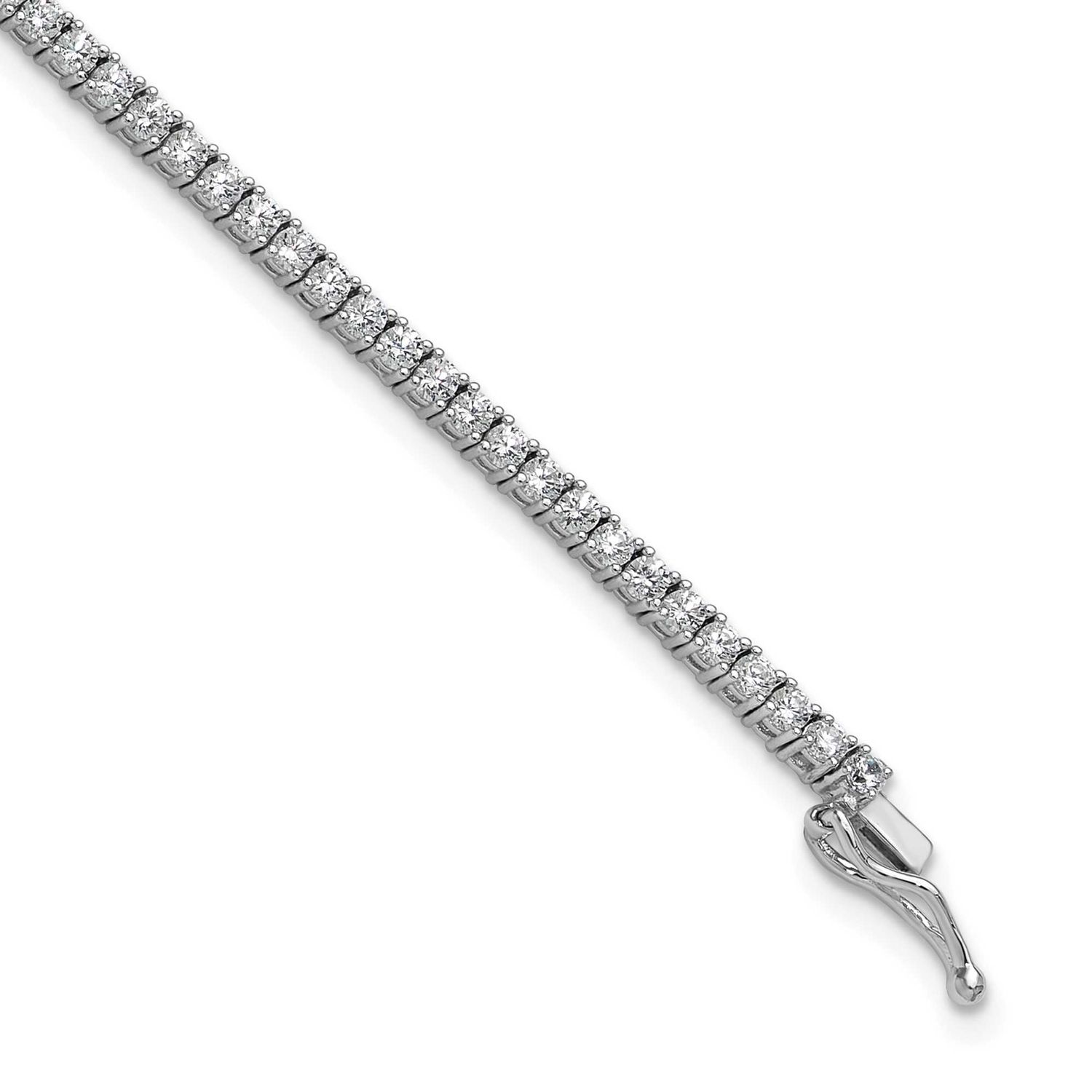 2mm CZ 93 Stone 8 inch Bracelet Sterling Silver Rhodium-plated, QG3485-8, 196904345627