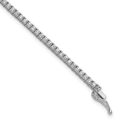 2mm CZ 93 Stone 8 inch Bracelet Sterling Silver Rhodium-plated, QG3485-8, 196904345627