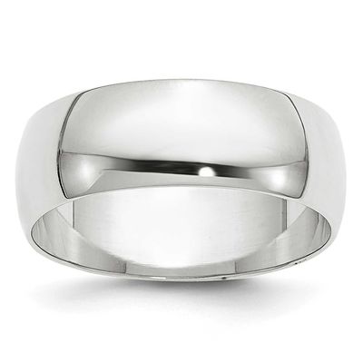 6.5mm Half Round Band 10k White Gold, 1WHRL065-5,