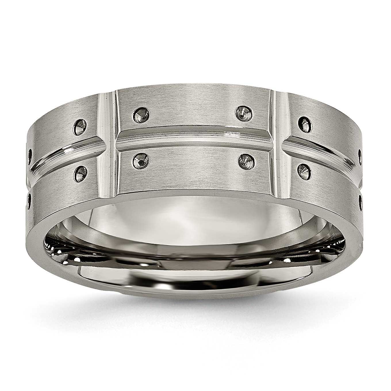 8mm Grooved Band Titanium Brushed and Polished, TB320-8, 886774530376