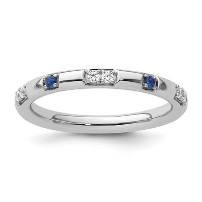 Cr. Sapphire and Diamond Ring 14k White Gold, SK2173-6,